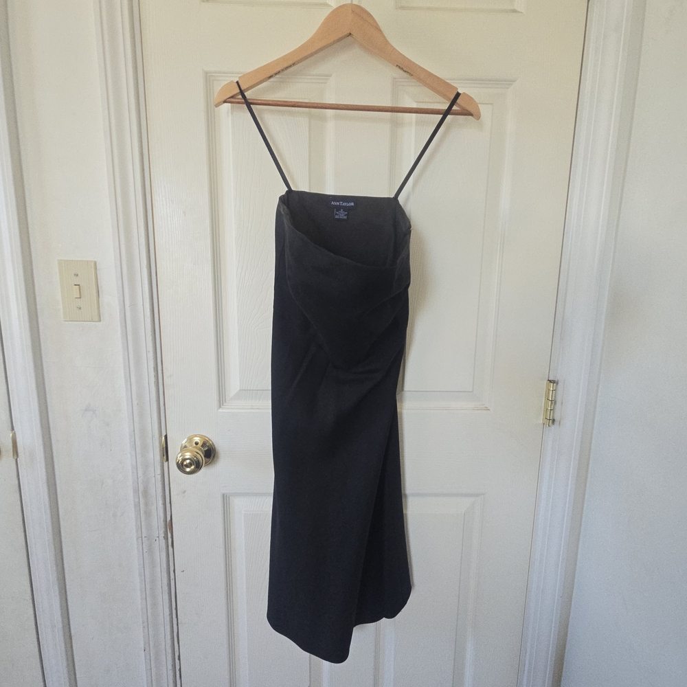Ann Taylor Black Strapless Midi Cocktail Dress Size 0